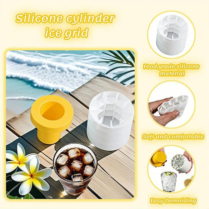 3D Upgraded Silicone Ice Cube Tray with Easy Release-30 Cubes, Leak-Proof&Space-Saving for Freezer,RV,Office-BPA-Free Fast Ice Maker for Drinks,Cocktails, Party (Includes Travel Ice Bucket) (Yellow)