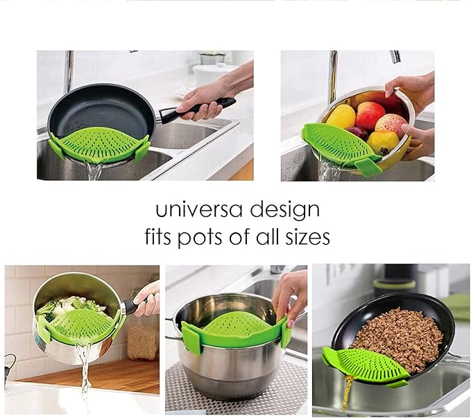2 Pcs Clip on Strainer, Pot Strainer for Pasta Meat Vegetables Fruit, Silicone Strainers - Fit All Pots Bowls. - Image 6