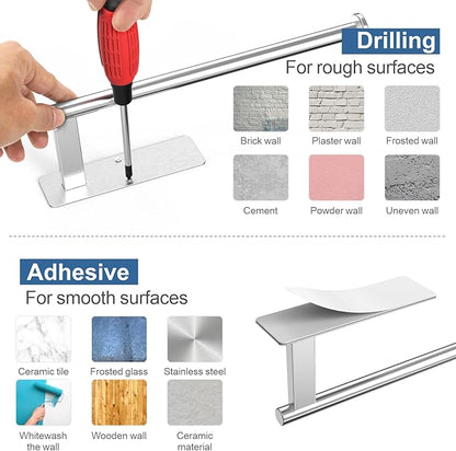 CUXIXA Paper Towel Holder Under Cabinet, Upgraded Adhesive Paper Towel Holder Wall Mount for Kitchen, Bathroom, RV, Bend-Resistant, Self-Adhesive or Drill mounting, Stainless Steel, Silver - Image 7