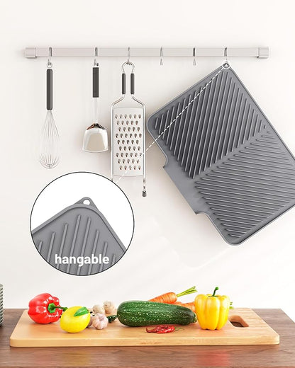 Dish Drying Mat Kitchen Counter - Silicone Dish Drying Pad with Built-in Drain for Sink, Refrigerator and Drawer Liner, Easy Clean, Non-Slip, Heat Resistant, 14.8" x 10.7" - Image 9