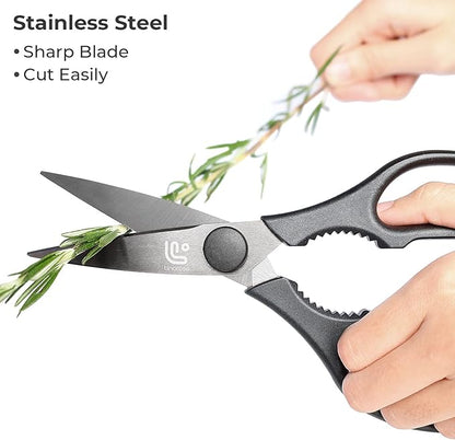 Linoroso Kitchen Shears Heavy Duty Kitchen Scissors with Magnetic Holder, Dishwasher Safe Scissors All Purpose Come Apart Blade Made with Japanese Steel 4034 for Meat/Vegetables/BBQ/Herbs, Black - Image 3