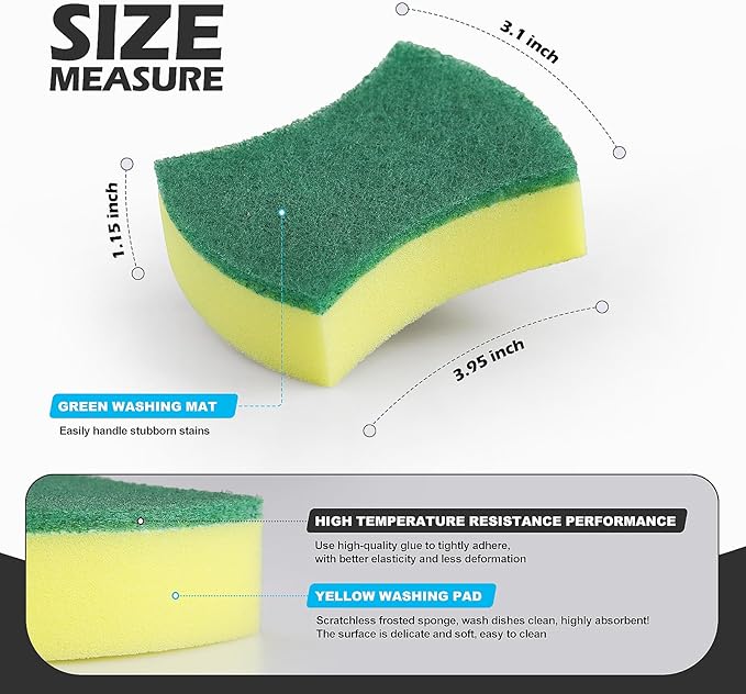 Kitchen Cleaning Sponges,24 Pack Eco Non-Scratch for Dish,Scrub Sponges - Image 2