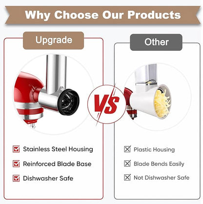 Stainless Steel Cheese Grater Attachment for KitchenAid Stand Mixer,4 Drum Blades for Slicing and Shredding Cheese & Vegetables,Dishwasher Safe Kitchen Prep Accessory for Salad Prep - Image 6