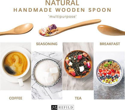4 PCS Small Wooden Spoons, 5.8 Inch Honey Spoons for Tea, Schima Wooden Honey Teaspoon for Coffee, Little Tiny Wood Spoons, Bamboo Table Spoon for stirring, Wooden Spoons for Utensils Set - Image 5