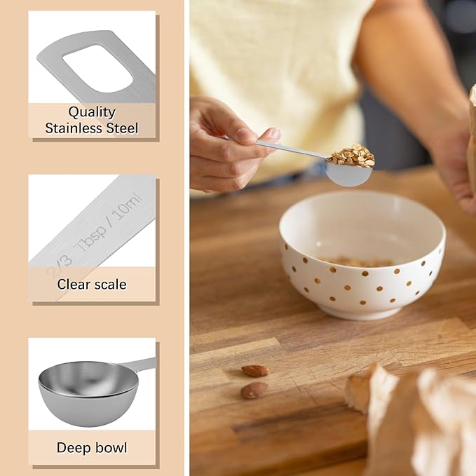 1PCS 2/3tbsp (2tsp, 10ml, 1/3oz) Single Measuring Spoon, Stainless Steel Individual Teaspoons Only - Image 3