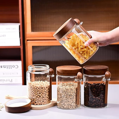 SAIOOL 30 oz (2-Pack) High Borosilicate Glass Food Storage Containers with Spoons, Airtight Screw-Tight Lid for Kitchen Pantry - Dry Food, Coffee,Tea,Snacks, Flour Canisters, High Transparency - Image 4