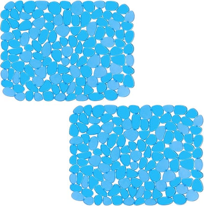 Bligli Pebble Sink Mat for Stainless Steel/Ceramic Sinks, PVC Eco-Friendly Sink Protectors Mats for Bottom of Kitchen Sink, Dish Drying Mat for Dishes and Glassware, 15.7 x 11.8 inch, Blue