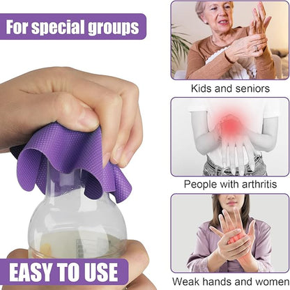 LUTER 4pcs Jar Opener, Rubber, Multi-function Silicone Bottle Opener for Seniors with Weak Hands Lid Cap Gripper Pads Kitchen Coasters Gadgets(Blue, Purple) - Image 6