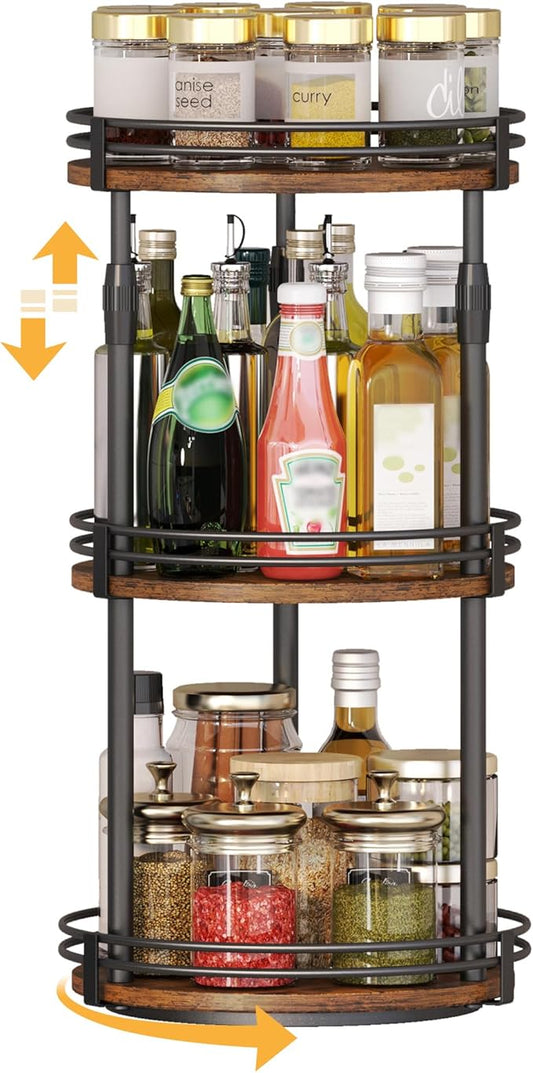 Across-Star Lazy-Susan-Organizer-Spice-Rack, 3-Tier Rotating Spice Organizer For Cabinet Pantry, Seasoning Holder Shelf With Adjustable Height, Kitchen Counter Shelf Countertop Organzier by Acorss-Star
