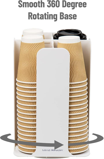Mind Reader Cup and Lid Carousel, Countertop Org, Coffee Bar, Beverage Cup Holder, Plastic, 7.75"L x 7.75"W x 11.5"H, White - Image 4