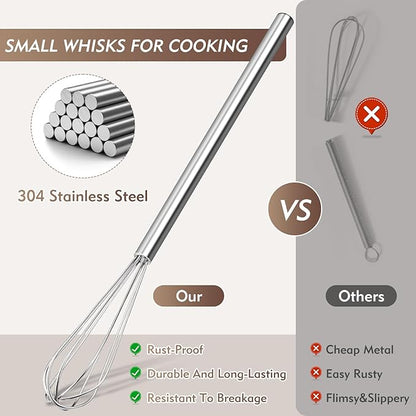 10 Inch Mini Whisk, 304 Anti-Rust Stainless Steel Small Whisks for Cooking, Baking, Mixing Ingredients & Deep Containers (1 Piece) - Image 3