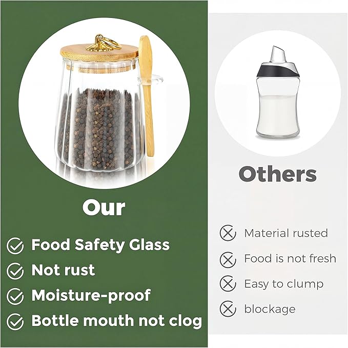 2 Pack Sugar Jar with Lid and Spoon,24oz Large Glass Spice Jars for Coffee Bar Decor Accessories Food Storage Containers Home Essentials - Image 7