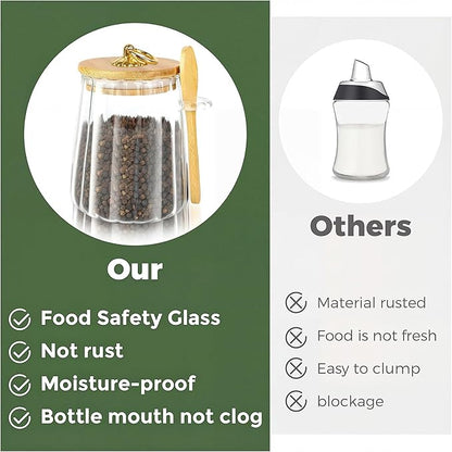holoith Sugar Jar with Lid and Spoon,24oz Large Glass Spice Jars for Coffee Bar Decor Accessories Food Storage Containers Home Essentials - Image 6