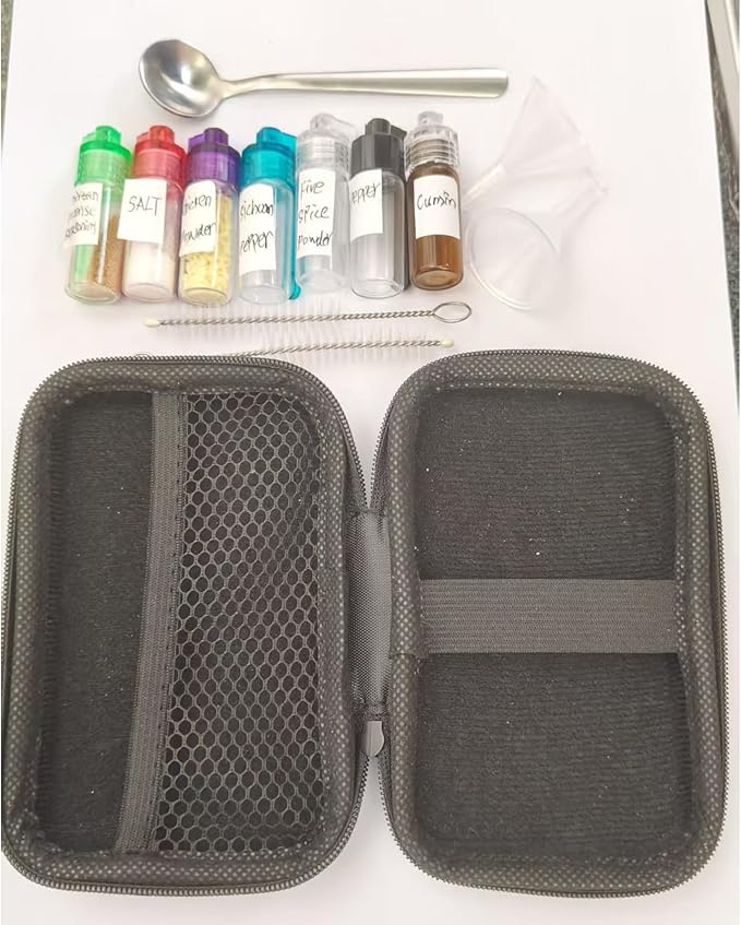 7 Pack Travel Size Seasoning Containers With Spoons, LeakProof Airtight Seasoning Jars For Outdoor Camping, Backpacking And Home Cooking