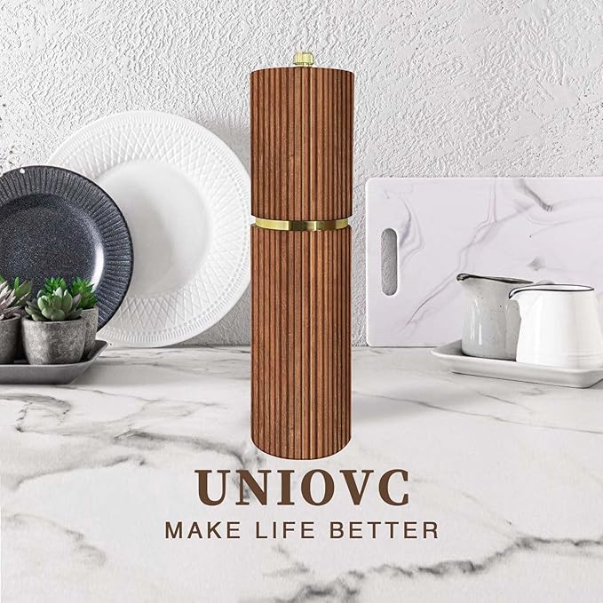 Wooden Pepper Grinder Pepper Mill,Adjustable Coarseness Salt Pepper Grinder Shaker Pepper Grinder Refillable,Acacia Wood Salt Grinder for Your Kitchen - Image 8