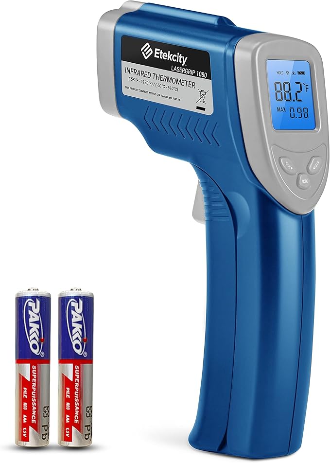 Etekcity Infrared Thermometer Laser Temperature Gun 1080, -58°F~ 1130°F for Meat Food Candy Pizza Oven, Heat Gun for Cooking, Kitchen, Fridge, Reptile, BBQ, HAVC, Adjustable Emissivity & Max Measure by Etekcity