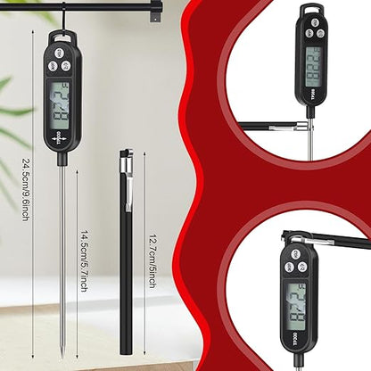 Copkim 12 Pcs Meat Food Thermometer Food with Probe Water Liquid Instant Read Digital Thermometer Kitchen Cooking Supplies for Cooking BBQ Milk Yogurt (Black) - Image 2