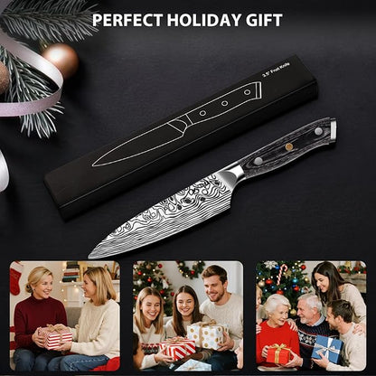 MOSFiATA 4 Inch Paring Knife, Kitchen Knife Fruit Knives with Sheath, German High Carbon Stainless Steel EN1.4116 Precision Cooking Vegetable Knife for Carving, Peeling, Trimming - Image 8