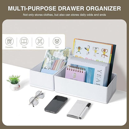 DIMJ Drawer Organizer Clothes, 18 Pack Dresser Organizer, Foldable Closet Organizers and Storage, Fabric Bins, Drawer Dividers for Nursery, Baby Clothes, Underwears, Sock (White) - Image 6