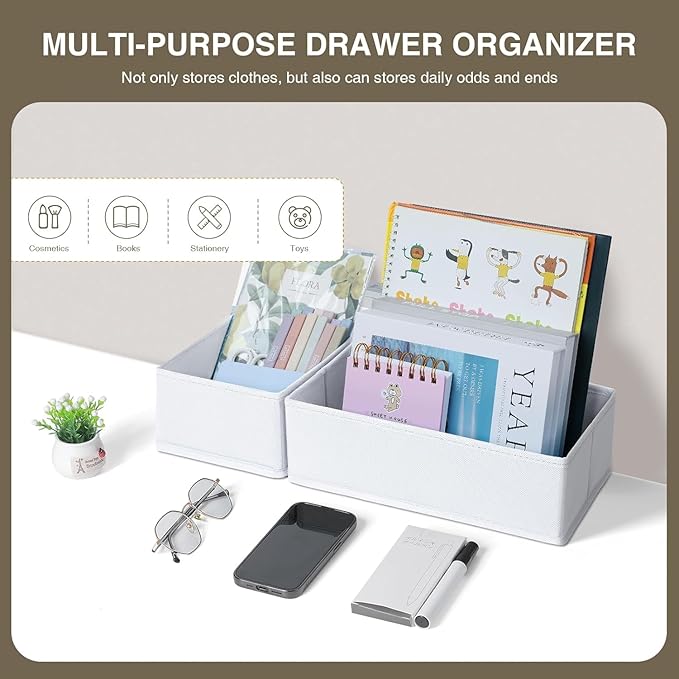 DIMJ Drawer Organizer Clothes 18 Pack - Foldable Baby Organizers and Storage & Dresser Organizer for Bedroom, Closet - Nursery Organization Dresser Dividers for underwear, Sock,Bra, Belt, Tie, White - Image 5