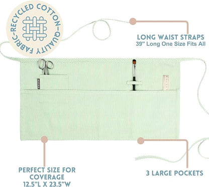 MEEMA Chef Waist Apron Cotton Fabric |Washable & Breathable Waitress & Server Half Aprons for Women with Pockets & Long Waist Straps | Cooking, Baking, Grilling & Crafting