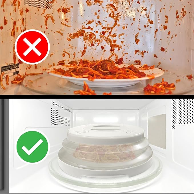 HOVER COVER Magnetic Microwave Splatter Cover with High Power, Strongest Magnetic Grip, Collapsible 12-Inch BPA-Free Food Lid, Vented Plate Guard, Dishwasher Safe, Space-Saving Storage - White - Image 5