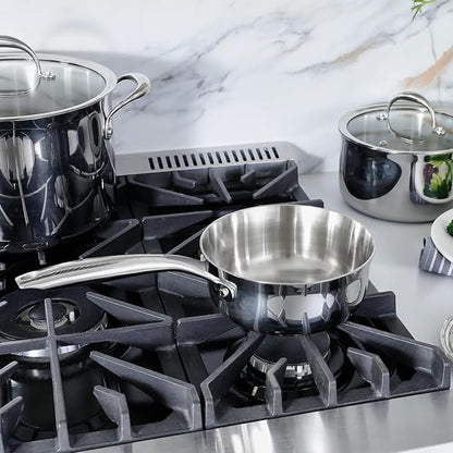 KEAWELL K3 Premium 1.5-Quart Tri-Ply Stainless Steel Saucepan with Lid, Induction & Oven Safe up to 600°F, Even Heating, Professional Cookware for All Stovetops (1.5-Qt)