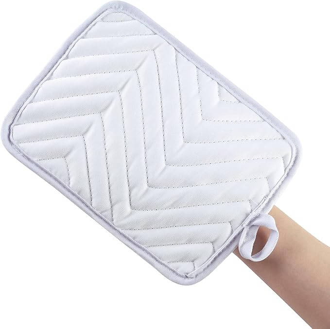 Anyi Pot Holders and Oven Mitts 7" X 9" Heat Resistant Pocket Pot Holder Set Feature of Non Slip Kitchen Hot Pad Oven Mitts, 3-Pack (White) - Image 8