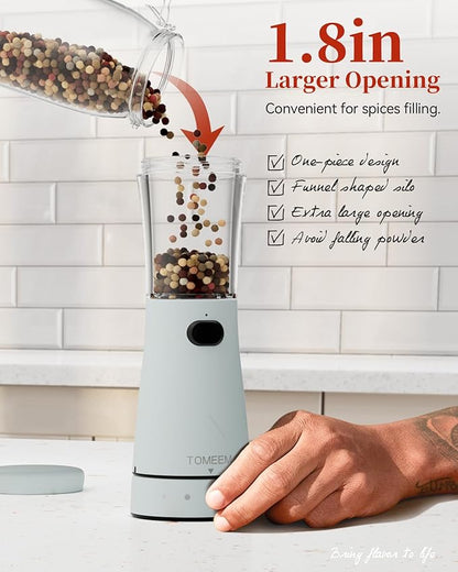 Electric Salt and Pepper Grinder Set with Storage Base, Stainless Steel Rechargeable Salt and Pepper Grinder Set with 4.5 oz Large Capacity, 1.8" Wide Mouth, Adjustable Coarseness, Ideal for Kitchen - Image 5