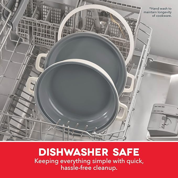 Dash Stacks Stacking Cookware Set with Electric Burner - Features CleanCoating™ Ceramic Nonstick Coating - Versatile, Nestable Pieces - Convenient Storage - Cream, 16-Piece
