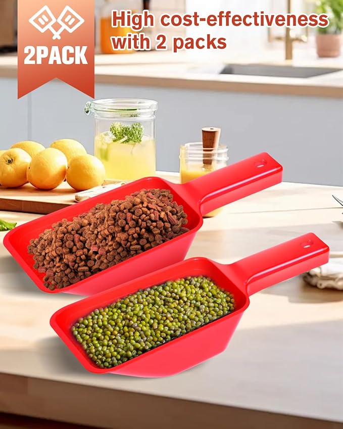 2 Cup Dog Food Scoop(2 Pack), Plastic Pet Food Scoop with Measuring Lines for Accurate Pet Food Portions,Dishwasher Safe (Red) - Image 4