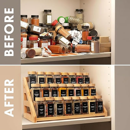 Spice Rack, Spice Organizer -3 Tier Bamboo Spice Racks, Solution for Spice Storage in Kitchens, Countertops，Storage Rooms and Other Places - Image 5