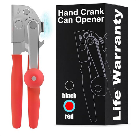 Commercial Can Opener for Large and Small Cans - Manual Stainless Steel Can Opener with Ergonomic Long Handles - 360° Smooth Crank, Non Slip Grip, 2 in 1 Bottle Opener for Home, Cafes and Restaurants