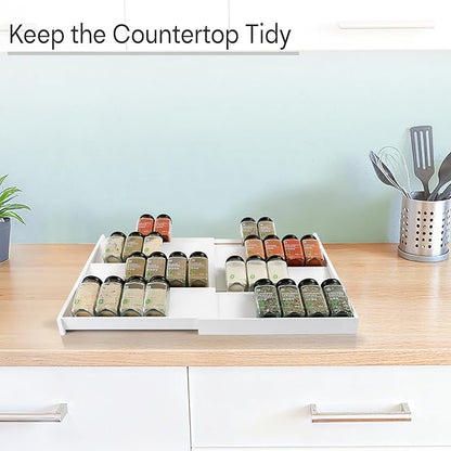 Bamboo Spice Drawer Organizer, (Need 3.1” Deep Drawer) Expandable 4 Tier Spice Rack for Cabinet (From 12" to 23" Wide), Seasoning Storage Insert, Spice Organizer for Drawer,Jars Not Included - Image 5