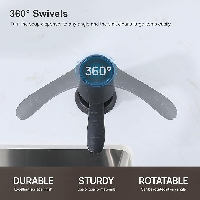 GAGALIFE Kitchen Sink Soap Dispenser with 17 Ounce Large Bottle (Oil-Rubbed Bronze), Built in Sink Soap Dispenser Soap Dispenser for Kitchen Sink Refill from Top, G080ORB