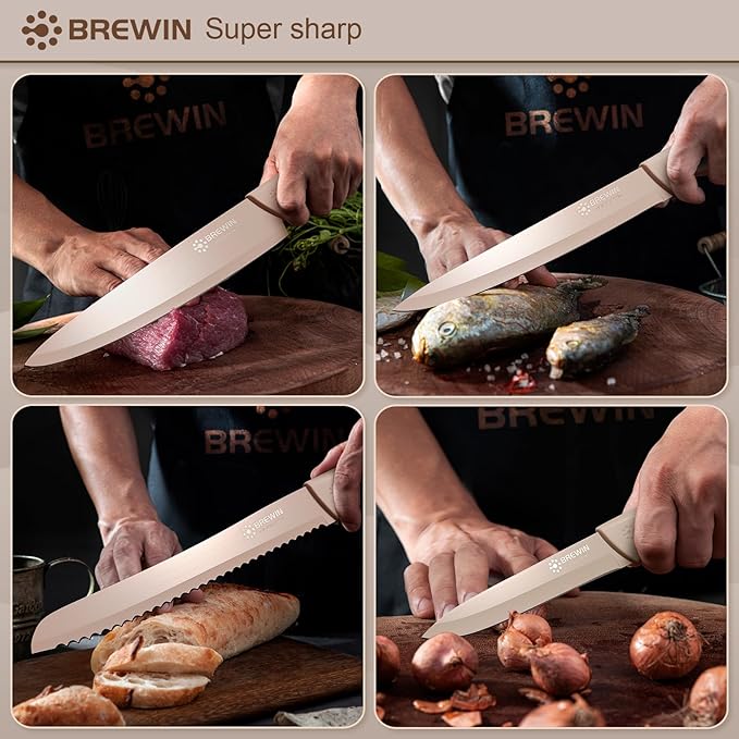 Knife Set, Brewin Kitchen Knife Set, Knives Set for Kitchen, Universal Knife Block, Utility Knife Block Set, New Home Essentials, Apartment Essentials, Dishwasher Safe - Image 6