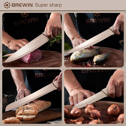 Knife Set, Brewin Kitchen Knife Set, Knives Set for Kitchen, Universal Knife Block, Utility Knife Block Set, New Home Essentials, Apartment Essentials, Dishwasher Safe - Image 6