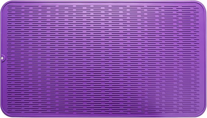 MicoYang Silicone Dish Drying Mat for Multiple Usage,Easy clean,Eco-friendly,Heat-resistant Silicone Mat for Kitchen Counter or Sink,Refrigerator or Drawer Liner Purple 4XL 32 inches x 18 inches by MicoYang