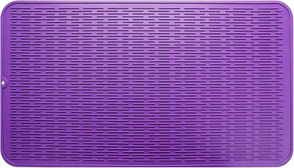 MicoYang Silicone Dish Drying Mat for Multiple Usage,Easy clean,Eco-friendly,Heat-resistant Silicone Mat for Kitchen Counter or Sink,Refrigerator or Drawer Liner Purple 4XL 32 inches x 18 inches by MicoYang