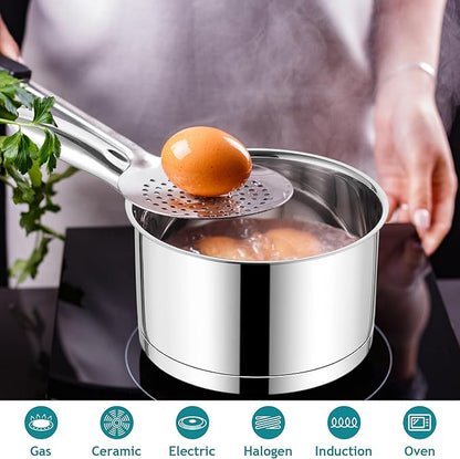 E-far Stainless Steel Saucepan with Lid Set - 1QT & 2QT &3QT, Triply Sauce Pan Induction Pot for Cooking, Boiling, Compatible with All Stoves, Visible Lid, Healthy & Non Toxic, Oven & Dishwasher Safe - Image 3