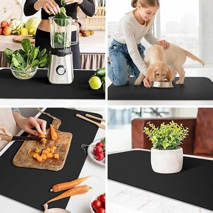 WISELIFE Dish Drying Mat Super Absorbent Drying Mat Large Dish Drying Mats for Kitchen Counter Easy Clean Dish Mat Kitchen Drying Mat18"x 36" Classic Black - Image 6