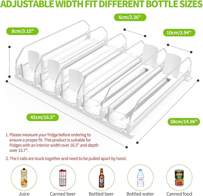 Drink Organizer for Fridge, Soda Can Dispenser for Refrigerator, Automatic Drink Dispenser for Fridge Holds up to 25 Cans, 5 Row - Image 4