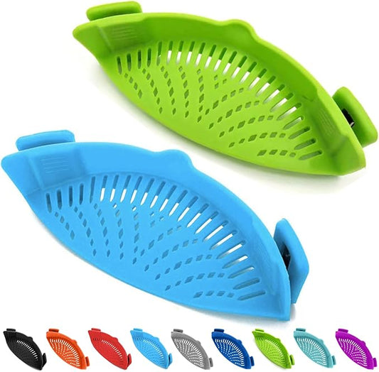 Clip-on Kitchen Food Strainer for Spaghetti, Pasta, Meat, Fruits, Vegetables. Silicone Kitchen Food Strainer for Pots & Bowls by Qiunizadila