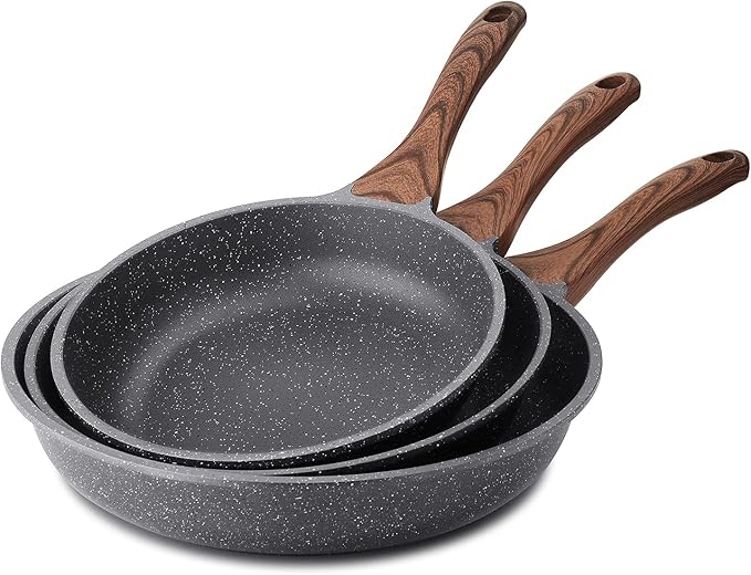 SENSARTE Nonstick Frying Pan Skillets, Swiss Granite Coating Omelette Pans, Healthy Cookware Chef's Pan, Free of Intentionally Added PFOA (9.5+11+12.5 Inch) by SENSARTE