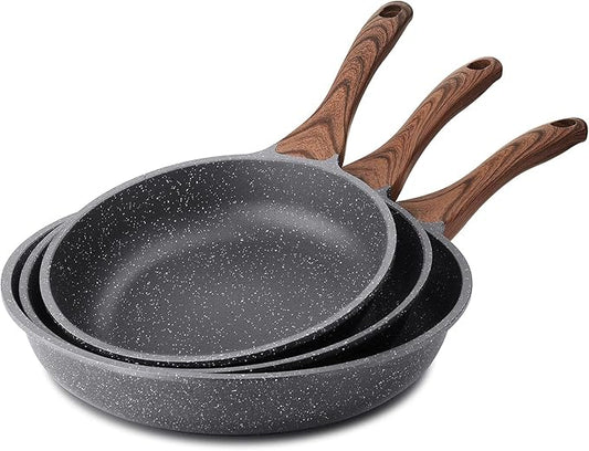 SENSARTE Nonstick Frying Pan Skillets, Swiss Granite Coating Omelette Pans, Healthy Cookware Chef's Pan, Free of Intentionally Added PFOA (9.5+11+12.5 Inch) by SENSARTE