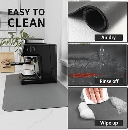 HotLive Coffee Mat - Absorbent Hide Stain Rubber Backed Dish Drying Mat for Kitchen Counter - Bar Mats for Countertops Accessories Fit Under Coffee Maker Espresso Machine - Image 4