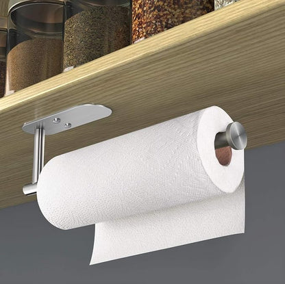 VAEHOLD Adhesive Paper Towel Holder Under Cabinet Mount, Wall Mounted Paper Towel Roll Holder for Kitchen Paper Towel, Stainless Steel（Silvery） - Image 6