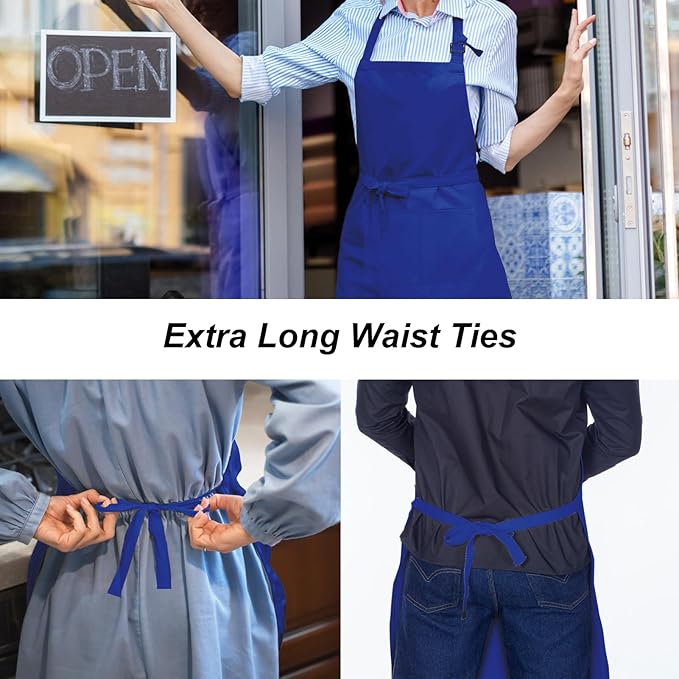 15 Pcs Adult Aprons Bulk with Pockets Adjustable Bib Chef Apron for Women Men Painting Cooking Crafting (S/L) - Image 4
