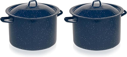 IMUSA USA C20666-1062810W Speckled Enamel Stock Pot with Lid, 4 Quart, Blue (Pack of 2) by VisitIMUSA