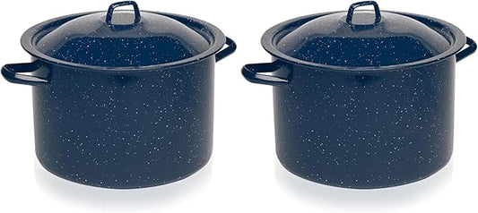 IMUSA USA C20666-1062810W Speckled Enamel Stock Pot with Lid, 4 Quart, Blue (Pack of 2) by VisitIMUSA
